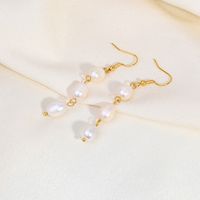 1 Pair Lady Romantic Water Droplets Beaded Plating 201 Stainless Steel Freshwater Pearl 18K Gold Plated Drop Earrings Ear Hook sku image 1