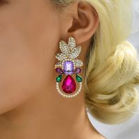 Elegant Luxurious Lady Leaf Alloy Inlay Artificial Gemstones Women's Earrings main image 3