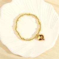 Simple Style Letter Heart Shape Copper Charm Plating 18k Gold Plated Bracelets main image 4