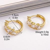 1 Pair Elegant Triangle Heart Shape Plating Inlay Copper Zircon Hoop Earrings sku image 1