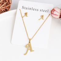Classic Style Letter Stainless Steel Alloy Plating Earrings Necklace main image 3