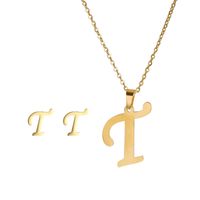 Classic Style Letter Stainless Steel Alloy Plating Earrings Necklace sku image 21