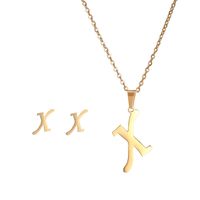 Classic Style Letter Stainless Steel Alloy Plating Earrings Necklace main image 5