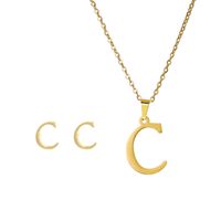 Classic Style Letter Stainless Steel Alloy Plating Earrings Necklace sku image 3