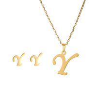 Classic Style Letter Stainless Steel Alloy Plating Earrings Necklace sku image 19