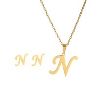 Classic Style Letter Stainless Steel Alloy Plating Earrings Necklace sku image 14