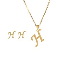 Classic Style Letter Stainless Steel Alloy Plating Earrings Necklace sku image 8