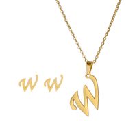 Classic Style Letter Stainless Steel Alloy Plating Earrings Necklace sku image 24