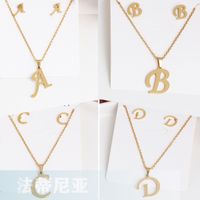 Classic Style Letter Stainless Steel Alloy Plating Earrings Necklace main image 1