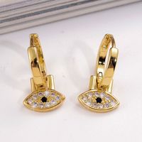 1 Pair Streetwear Cross Devil's Eye Plating Inlay Copper Zircon Drop Earrings main image 4