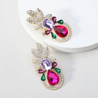 Elegant Luxurious Lady Leaf Alloy Inlay Artificial Gemstones Women's Earrings sku image 6