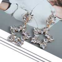 Wholesale Jewelry Glam Luxurious Shiny Pentagram Zinc Alloy Rhinestones Plating Hollow Out Inlay Dangling Earrings sku image 2