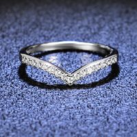 Simple Style U Shape Sterling Silver Inlay Moissanite Zircon Rings sku image 6