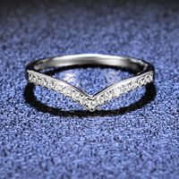 Simple Style U Shape Sterling Silver Inlay Moissanite Zircon Rings main image 1