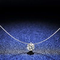 Simple Style Round Sterling Silver Inlay Moissanite Pendant Necklace sku image 1