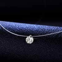 Simple Style Round Sterling Silver Inlay Moissanite Pendant Necklace main image 3