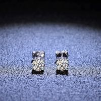 Style Simple Rhombe Argent Sterling Incruster Moissanite Zircon Boucles D'oreilles sku image 4