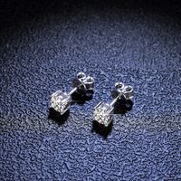 Simple Style Rhombus Sterling Silver Inlay Moissanite Zircon Ear Studs main image 3