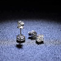 Simple Style Rhombus Sterling Silver Inlay Moissanite Zircon Ear Studs main image 2