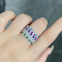 Simple Style Round Sterling Silver Inlay High Carbon Diamond Rings main image 1