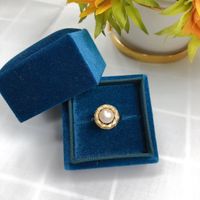Retro Round Copper Plating Inlay Freshwater Pearl Rings sku image 1