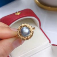 Retro Round Copper Plating Inlay Freshwater Pearl Rings sku image 2