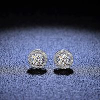 Style Simple Couleur Unie Argent Sterling Incruster Moissanite Boucles D'oreilles main image 5