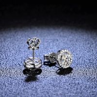 Simple Style Solid Color Sterling Silver Inlay Moissanite Ear Studs main image 3