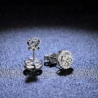 Style Simple Couleur Unie Argent Sterling Incruster Moissanite Boucles D'oreilles main image 3