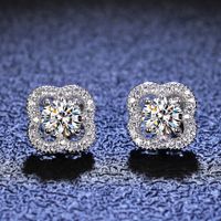 Simple Style Flower Sterling Silver Inlay Moissanite Zircon Ear Studs main image 1