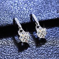 Simple Style Flower Sterling Silver Inlay Moissanite Zircon Earrings sku image 2