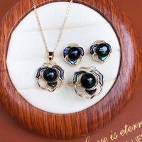 Lady Flower Copper Plating Inlay Freshwater Pearl Shell Jewelry Set main image 2