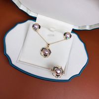 Lady Flower Copper Plating Inlay Freshwater Pearl Shell Jewelry Set main image 3
