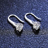 Simple Style Flower Sterling Silver Inlay Moissanite Zircon Earrings main image 3