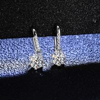 Simple Style Flower Sterling Silver Inlay Moissanite Zircon Earrings main image 2