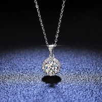 Simple Style Round Sterling Silver Inlay Moissanite Zircon Pendant Necklace sku image 1