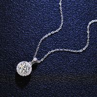 Simple Style Round Sterling Silver Inlay Moissanite Zircon Pendant Necklace main image 4