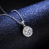 Simple Style Round Sterling Silver Inlay Moissanite Zircon Pendant Necklace main image 3