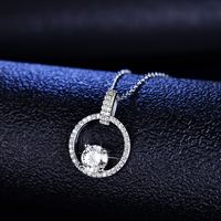 Simple Style Round Sterling Silver Inlay Moissanite Pendant Necklace main image 2