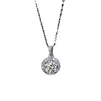 Simple Style Round Sterling Silver Inlay Moissanite Zircon Pendant Necklace main image 2