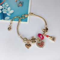 Cute Simple Style Dolphin Heart Shape Flower Stainless Steel Alloy Resin Rhinestones Bangle In Bulk sku image 7