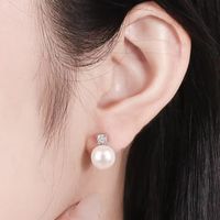 1 Pair Elegant Geometric Inlay Freshwater Pearl Artificial Gemstones Ear Studs main image 4