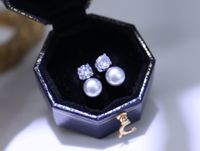 1 Pair Elegant Geometric Inlay Freshwater Pearl Artificial Gemstones Ear Studs sku image 1