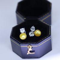 1 Pair Elegant Geometric Inlay Freshwater Pearl Artificial Gemstones Ear Studs sku image 5