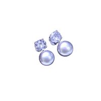 1 Pair Elegant Geometric Inlay Freshwater Pearl Artificial Gemstones Ear Studs main image 3