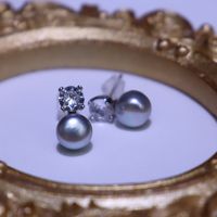 1 Pair Elegant Geometric Inlay Freshwater Pearl Artificial Gemstones Ear Studs sku image 6