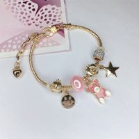 Cute Simple Style Dolphin Heart Shape Flower Stainless Steel Alloy Resin Rhinestones Bangle In Bulk sku image 23