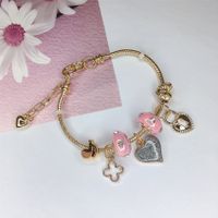 Cute Simple Style Dolphin Heart Shape Flower Stainless Steel Alloy Resin Rhinestones Bangle In Bulk sku image 18