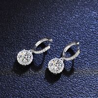 Simple Style Round Sterling Silver Inlay Moissanite Zircon Drop Earrings main image 2