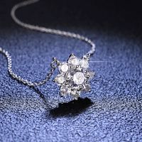 Einfacher Stil Blume Sterling Silber Inlay Moissanit Zirkon Halskette Mit Anhänger main image 2